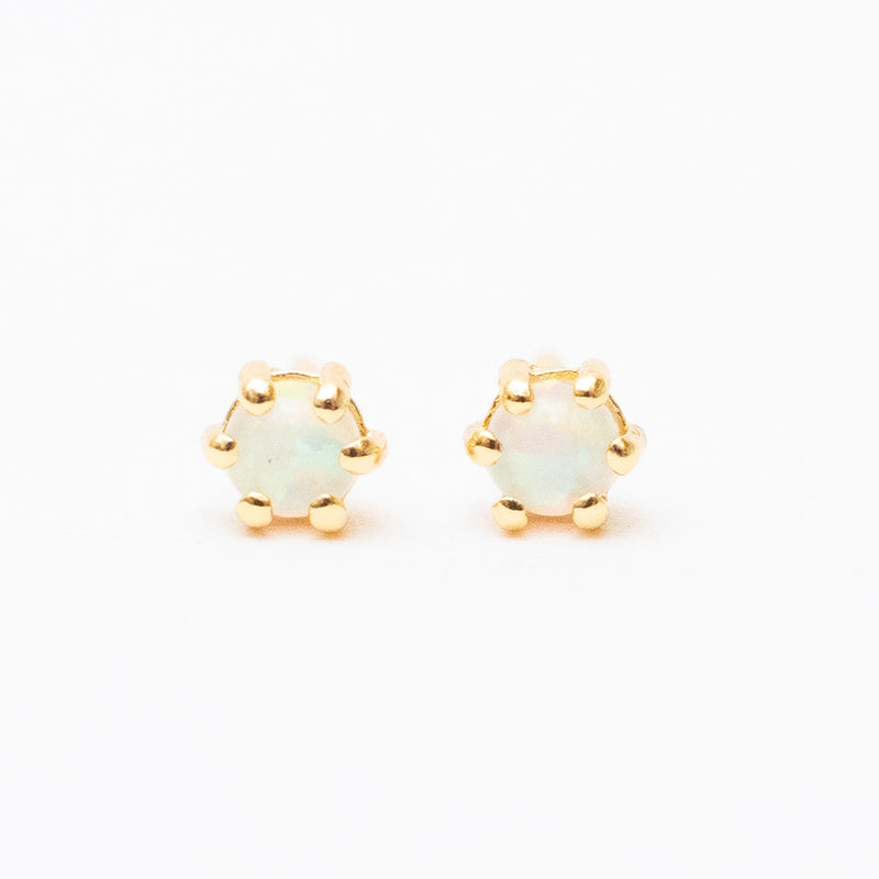Gold Plated Opalite Prong Studs