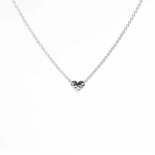 Hammered Silver Heart Necklace