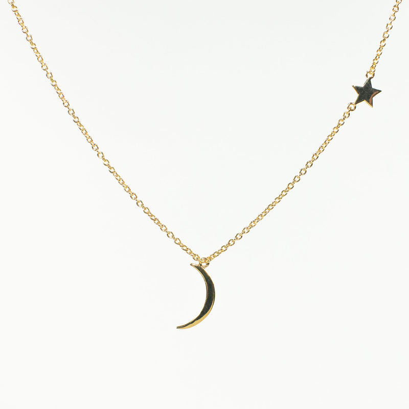 Gold Vermeil Moon & Star Necklace
