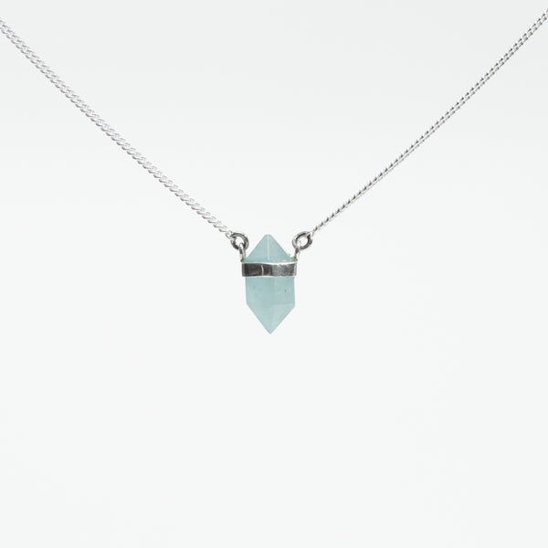 Large Silver Aquamarine Wrap Necklace