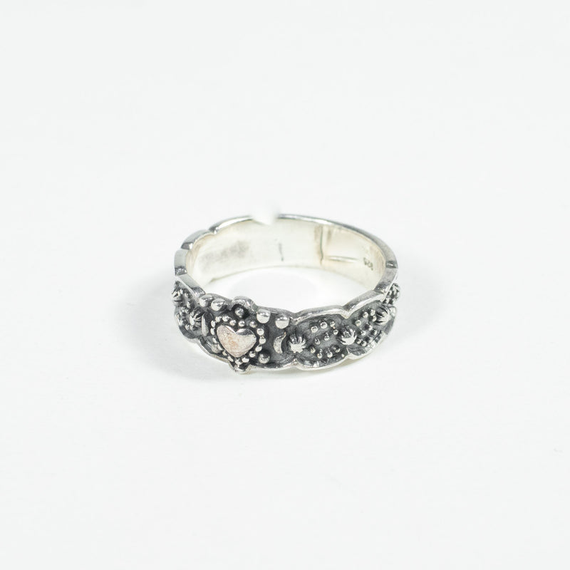 Silver Oxidized Centre Heart Ring