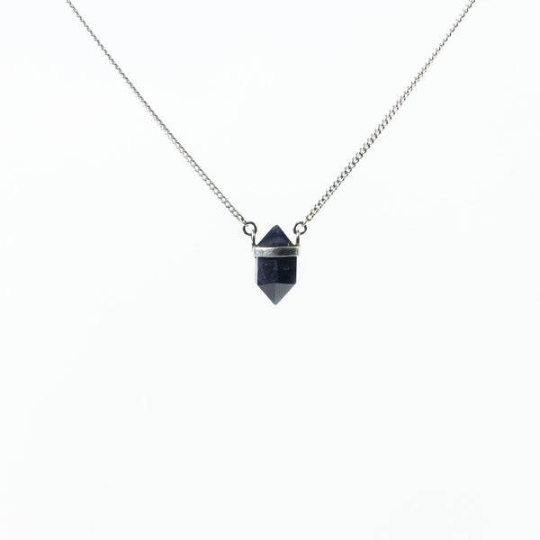 Large Silver Wrap Blue Sapphire Necklace