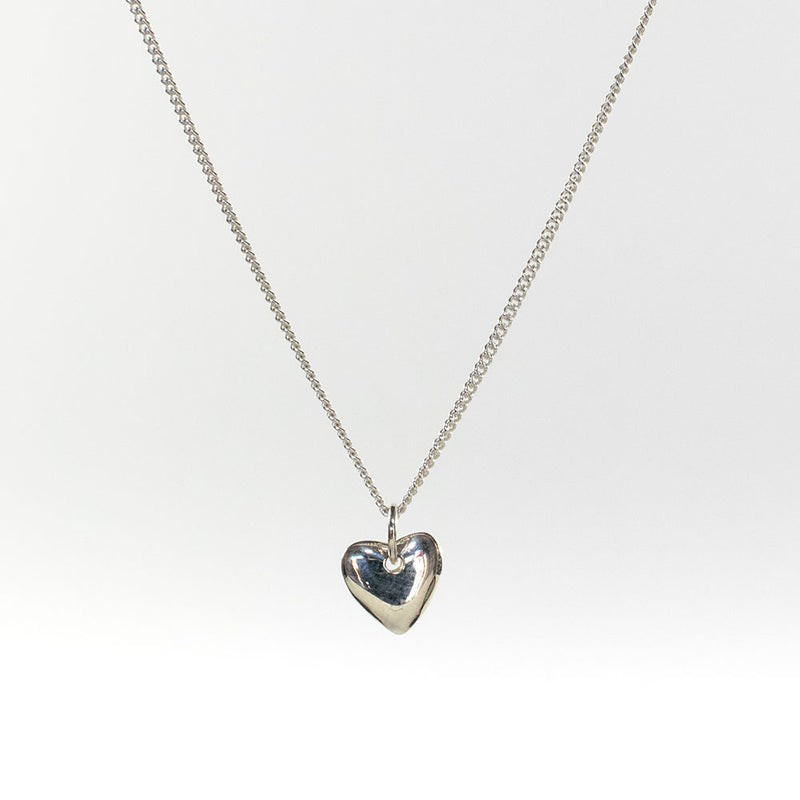 Silver Heart Puff Necklace