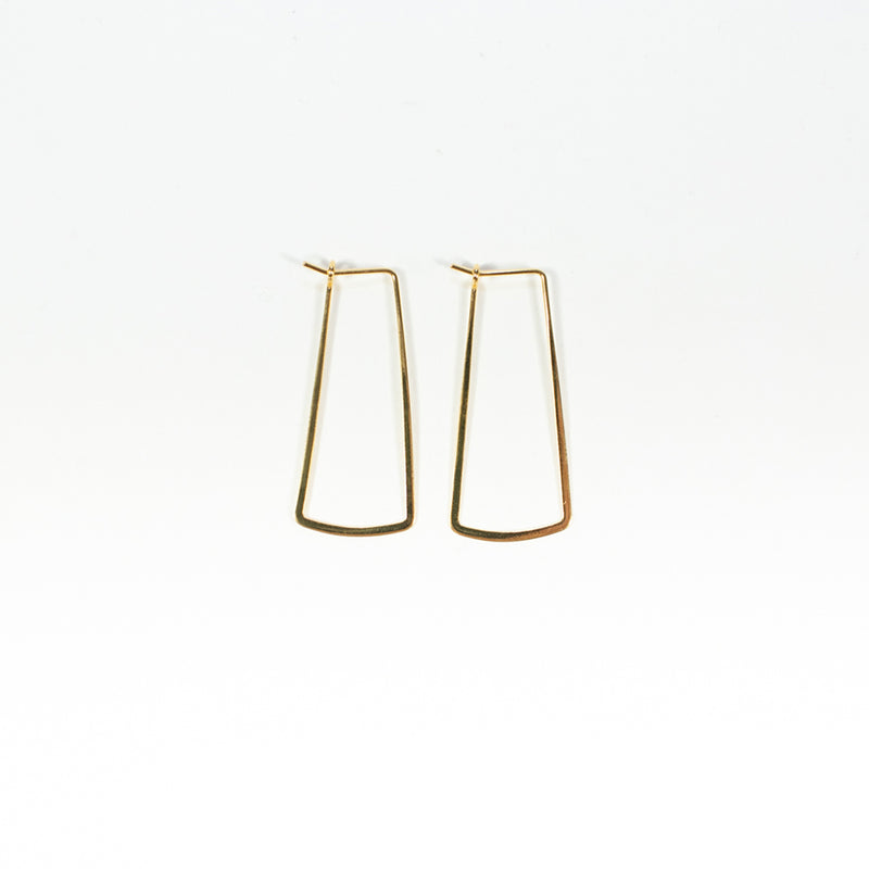 Gold Vermeil Long Tapered Rectangle Hoops