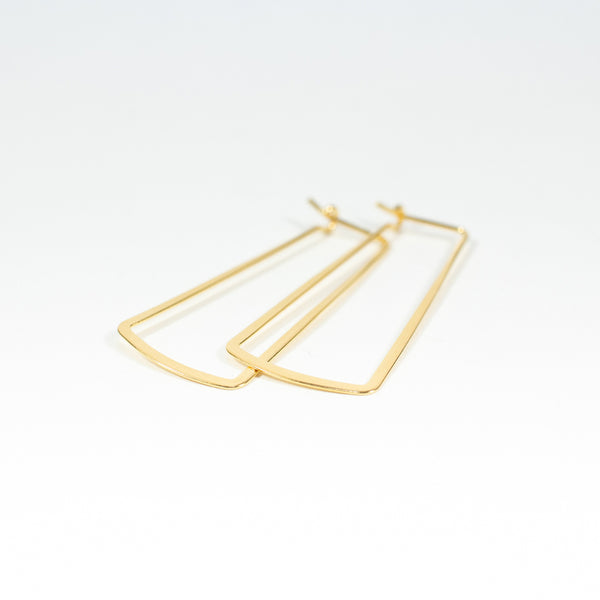 Gold Vermeil Long Tapered Rectangle Hoops
