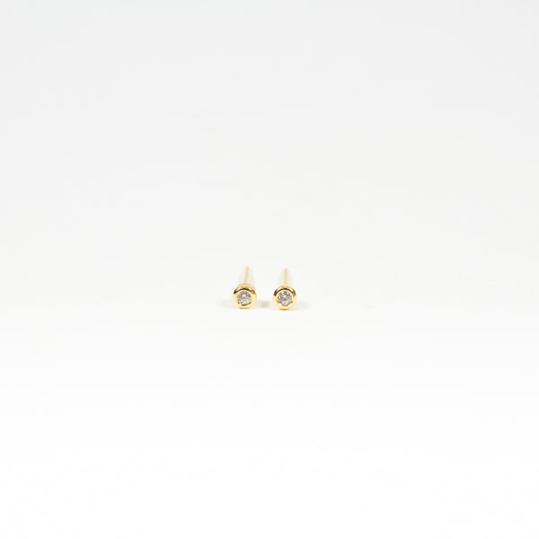 Tiny Round Cubic Zirconia Gold Vermeil Studs