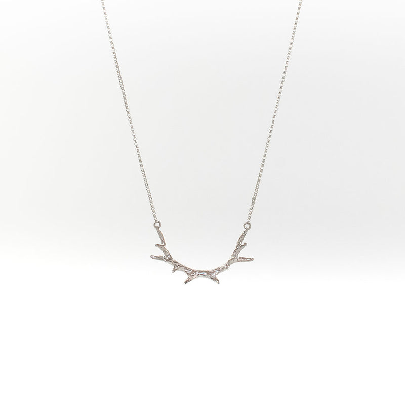 Tiny Silver Antler Necklace