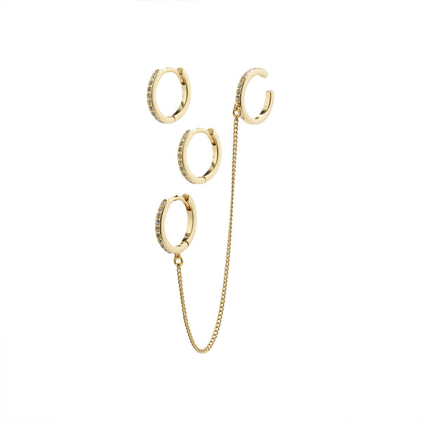 Blossom Gold Plated Crystal Hoop & Cuff Earring Set