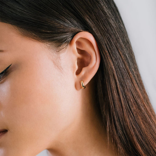 Gold Bea Huggie Hoop Earrings