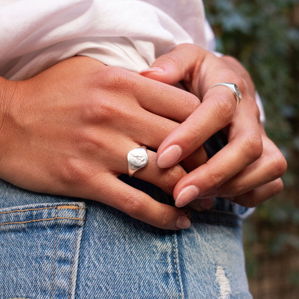 July Birth Flower Signet Ring