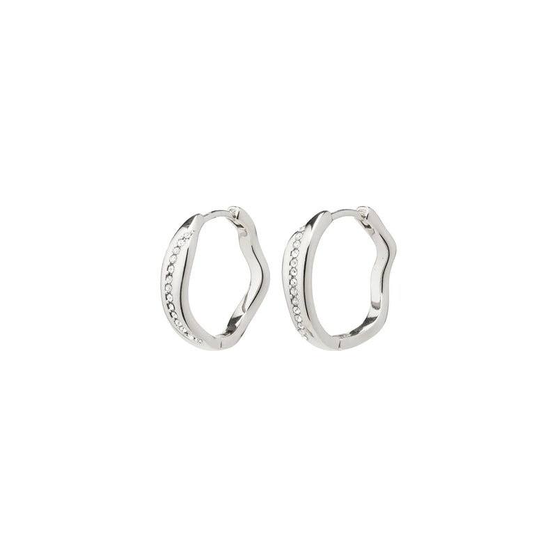 Freedom Silver Plated Crystal Hoops