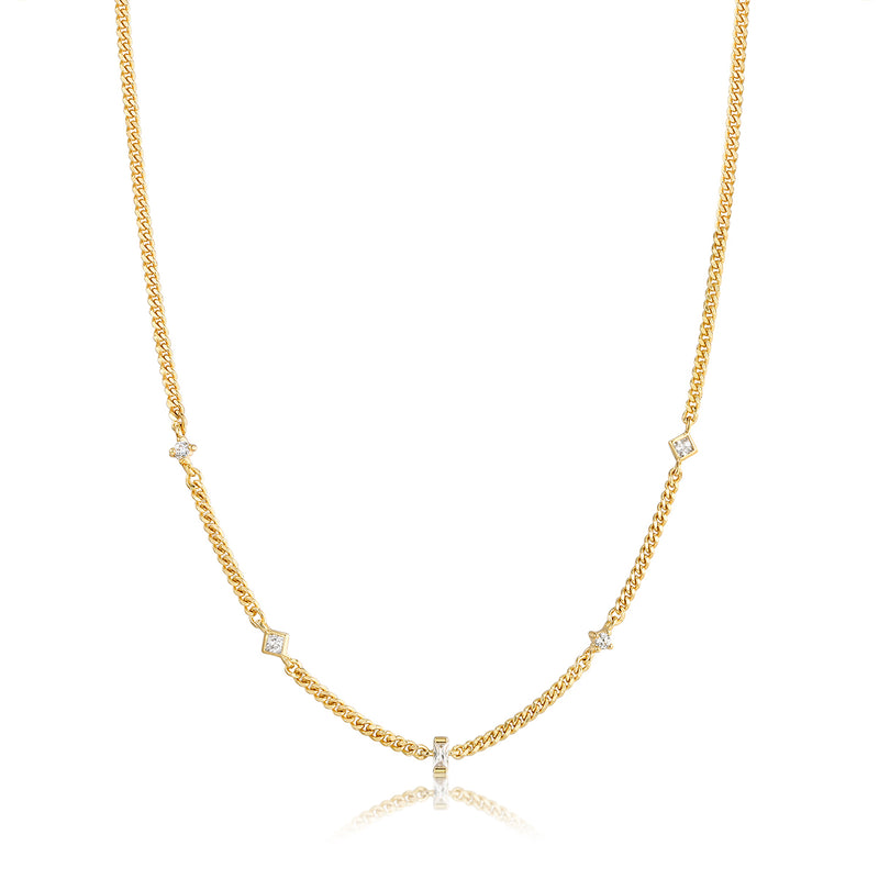 Gold Plated Multi CZ Stone Necklace