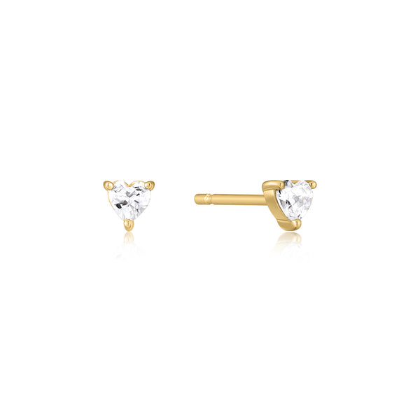 Gold Plated CZ Heart Studs