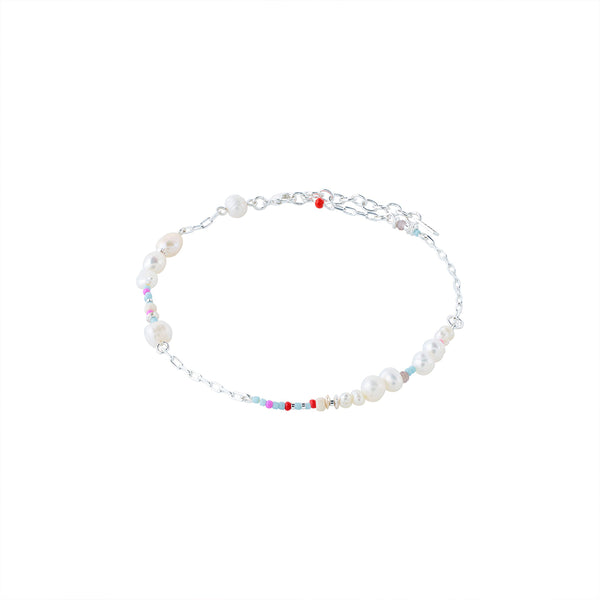 Isla Silver Plated Freshwater Pearl Ankle Chain