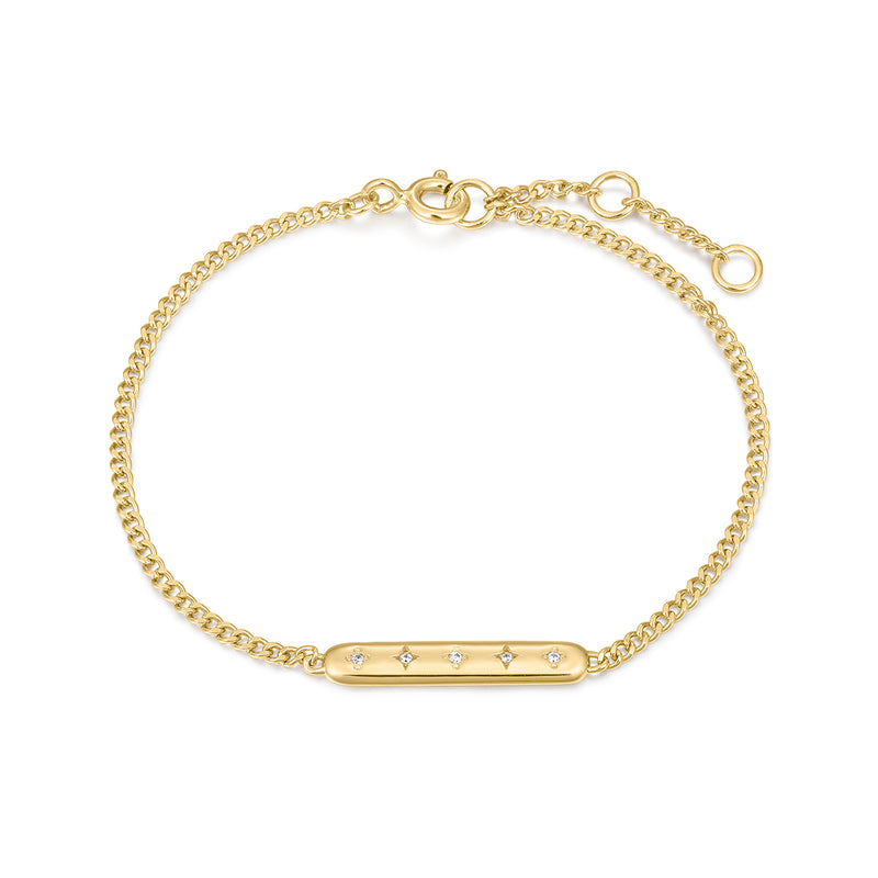 Gold Plated Galaxy CZ Bar Bracelet