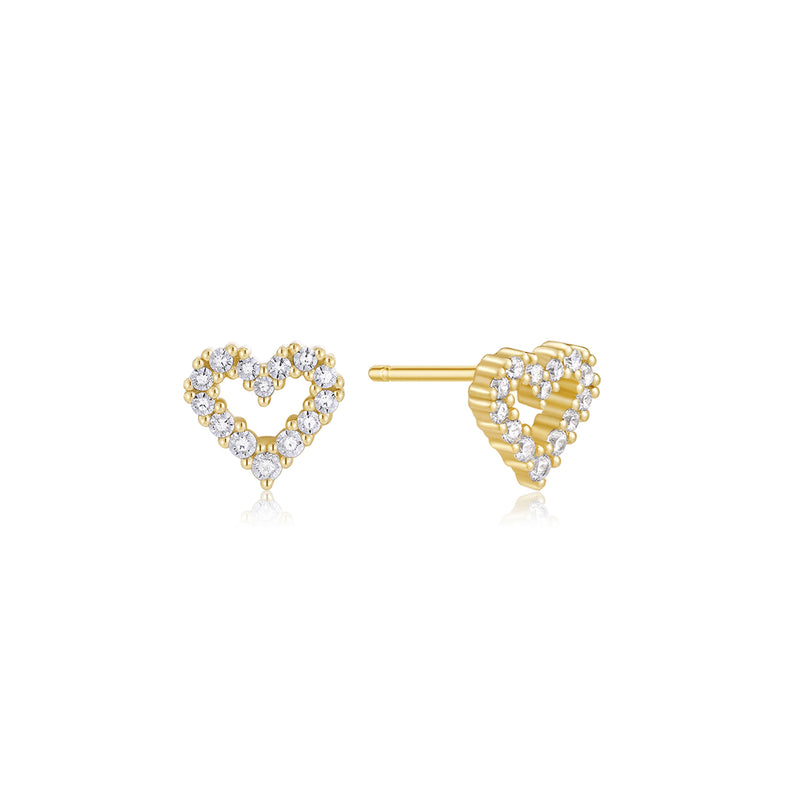 Gold Plated Micro CZ Heart Studs
