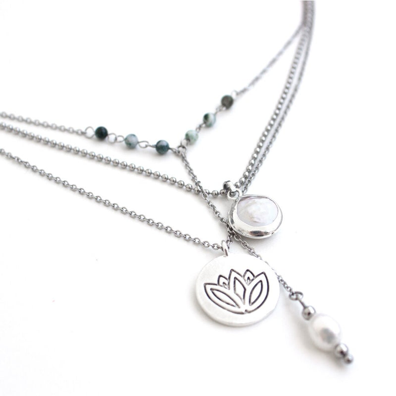 Silver Plated Lotus Necklace