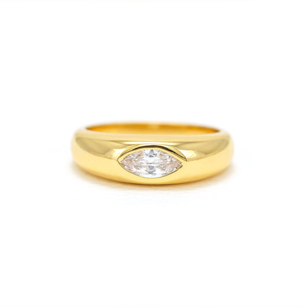 Gold Plated Marquise Dome Ring