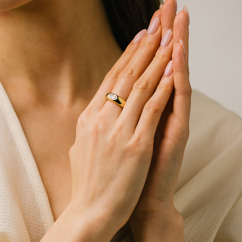 Gold Plated Marquise Dome Ring
