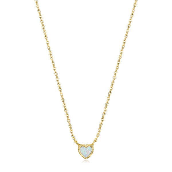 Gold Plated Micro Opal Heart Necklace