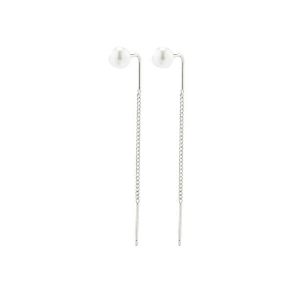 Elba Silver Plated Pull Through Pearl Earrings