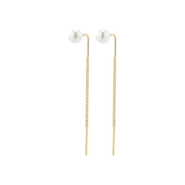 Elba Gold Plated Pull Through Pearl Earrings