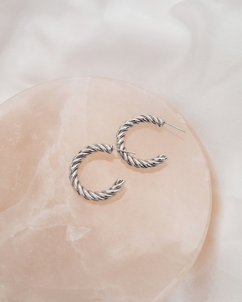 Spin Silver Hoops