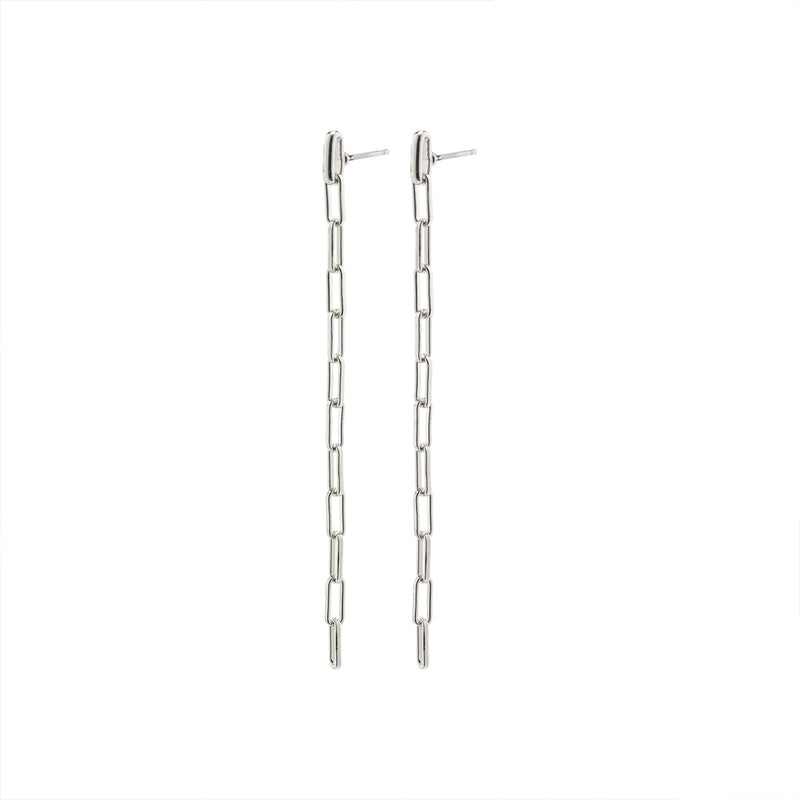 Thilde Long Chain Silver Plated Earrings