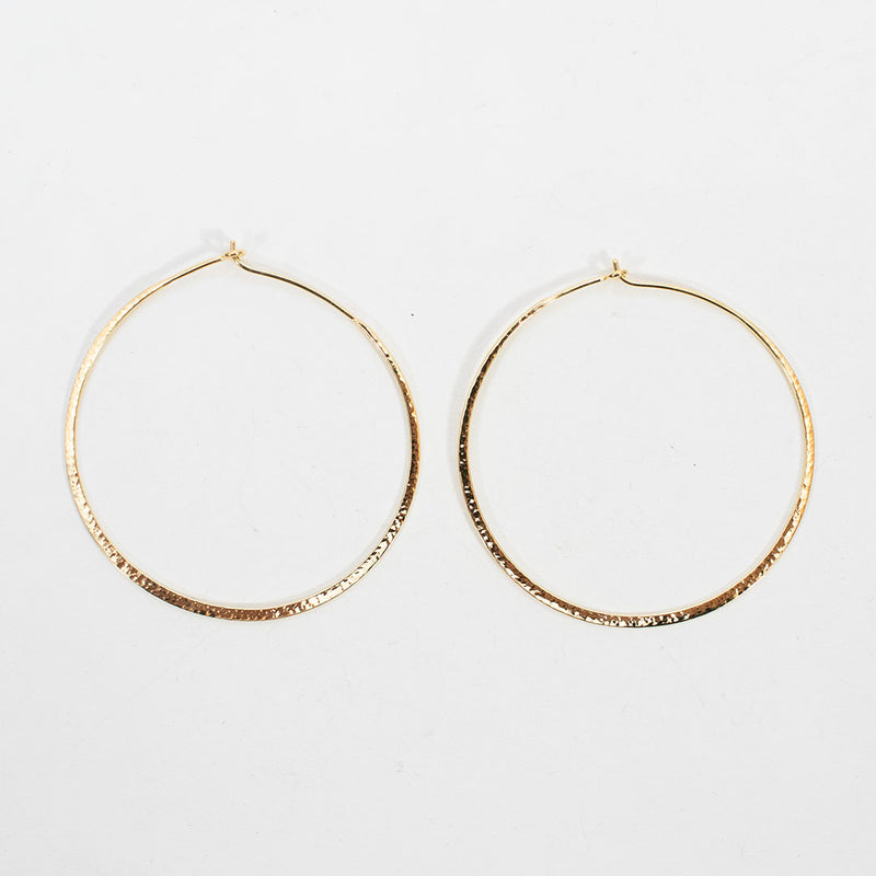 Large Gold Vermeil Hammered Wire Hoops