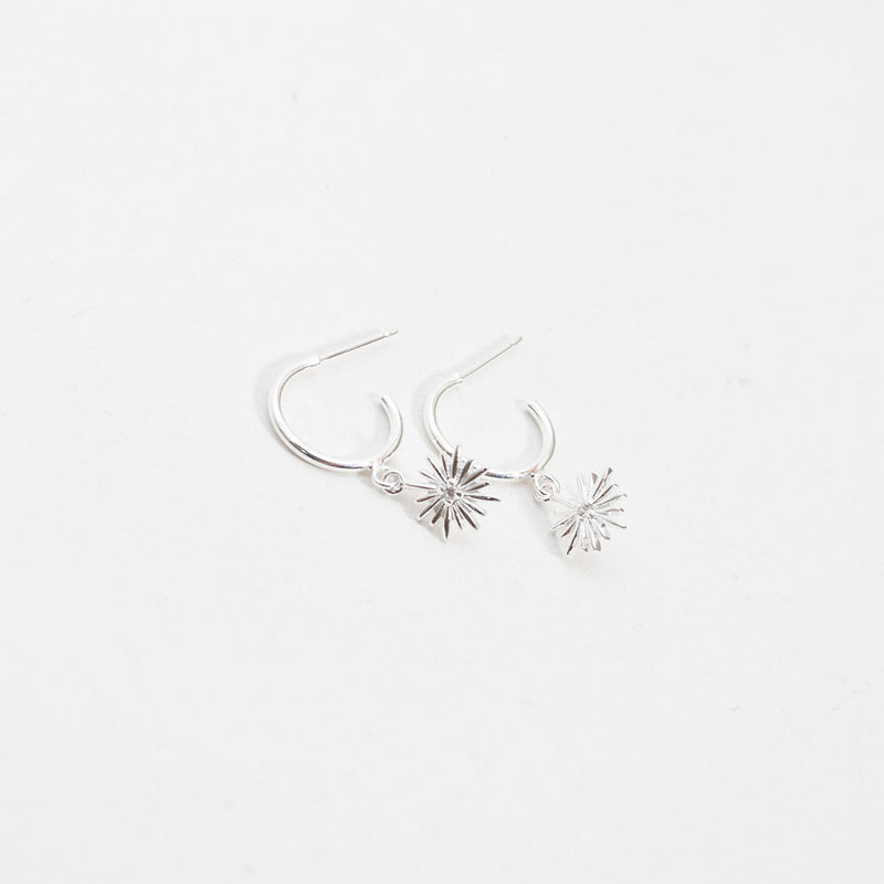 Silver Hanging Starburst Hoops