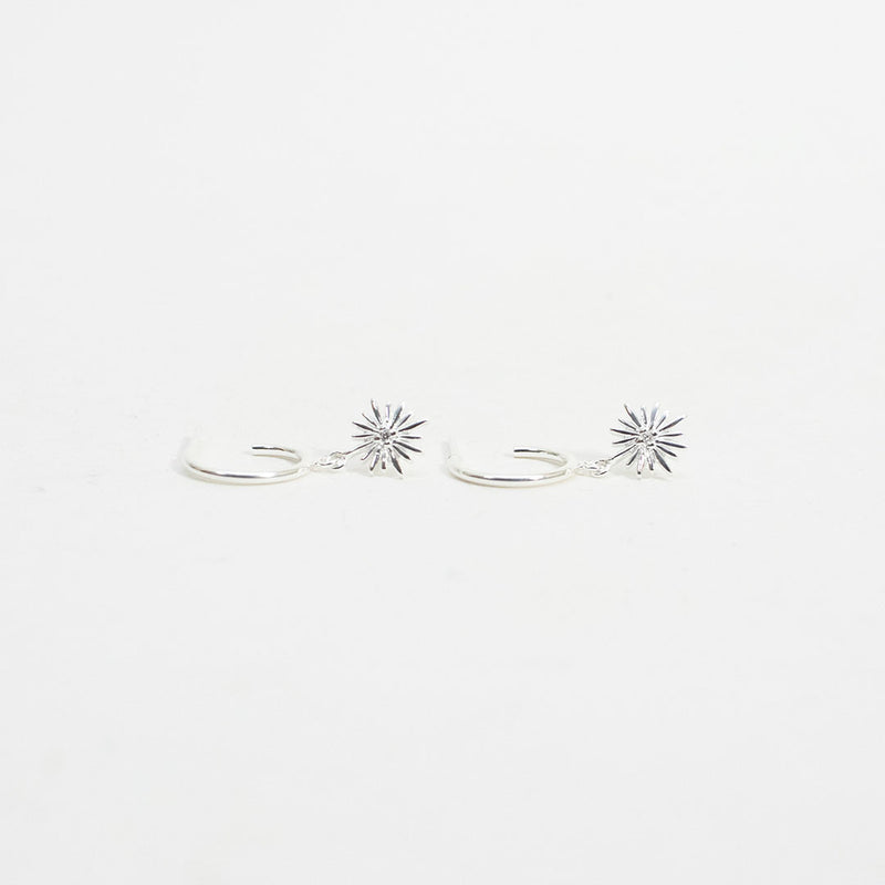 Silver Hanging Starburst Hoops