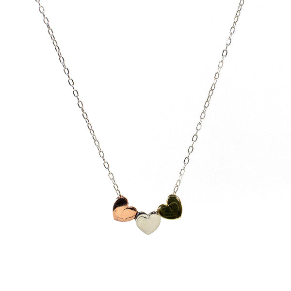 Triple Heart Small Puff Necklace