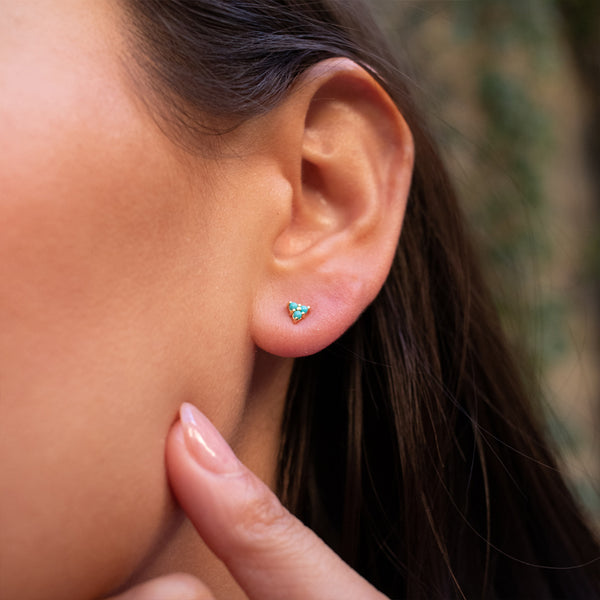 Gold Vermeil Triangle Shaped Turquoise Studs